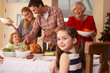 Photo: Family serving Christmas dinner Family serving Christmas dinner