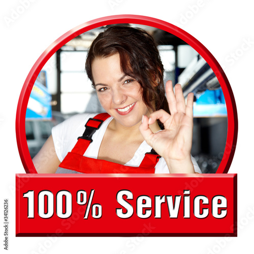 Foto: Female apprentice shows thump up for excellent service Female apprentice shows thump up for excellent service