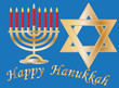 Traditional Hanukkah menorah and davids stars