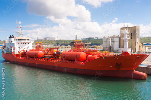Photo: Chemical tanker moored in port Chemical tanker moored in port
