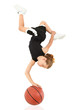 Young Girl Child Balancing Upsidedown on Basketball over White