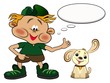 Illustration: Junge mit Hund und Sprechblase Junge mit Hund und Sprechblase