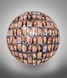 ball and people isolated over white background