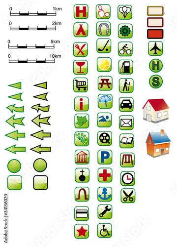 Vektor: 65 Kartensignaturen grün in SVG 65 Kartensignaturen grün in SVG