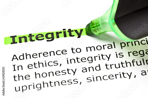 Photo: 'Integrity' highlighted in green 'Integrity' highlighted in green
