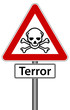 Totenkopf Terror Schild Warnung Warnschild Gefahr