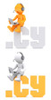 3d character sitting on .CY domain sign. Isolated on white 3d character sitting on .CY domain sign. Isolated on white