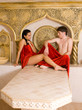 a young woman and young boy in a Turkish bath