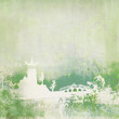 old paper with Asian Landscape - raster
