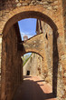 Ancient Stone Arches Medieval Town San Gimignano Tuscany Italy