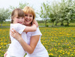 girl with mother in spring park