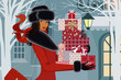 Vector: Beautiful woman with christmas gifts Beautiful woman with christmas gifts