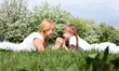 girl with mother in spring park