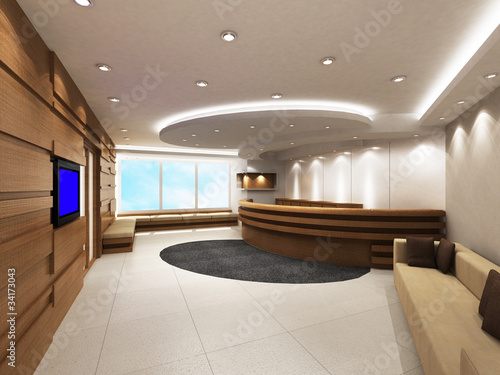 Illustration: Office Entrance Area with reception counter Office Entrance Area with reception counter