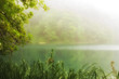 Lake on a foggy day