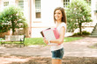 young college student with study materials young college student with study materials