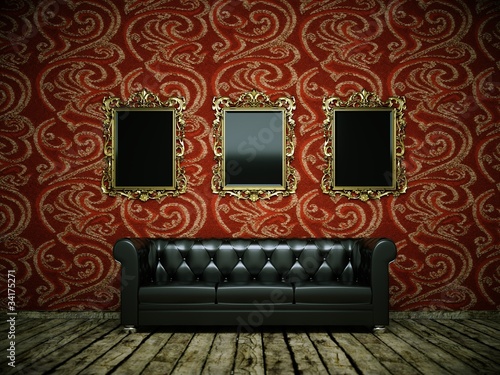 Illustration: Wohndesign - schwarzes Ledersofa Wohndesign - schwarzes Ledersofa