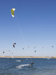 kitesurfers on a clear day at Amager beach in Copenhagen