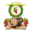 Wine barrel with purple grapes Wine barrel with purple grapes