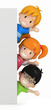 3D Render of Kids and Blank Board