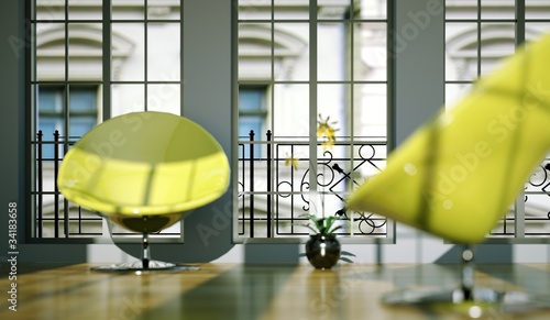 Photo: Wohndesign - grüne Sessel im Loft Wohndesign - grüne Sessel im Loft