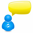 Plastic Person Icon with Speech Bubble and Tie