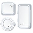 Plastic food storage containers isolated on white background.