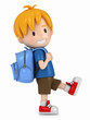 3D Render of Little Boy Walking