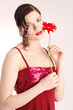 Sexy beautiful woman with red flower Sexy beautiful woman with red flower