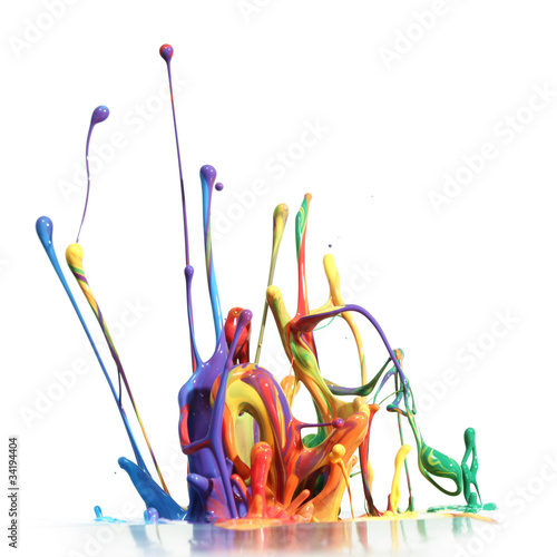 Illustration: Colorful paint splashing isolated on white Colorful paint splashing isolated on white