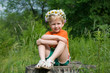 girl in a wreath of flowers