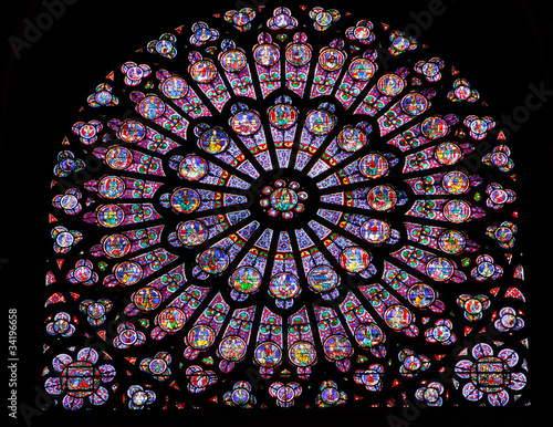 Photo: Stained glass window in Notre dame Stained glass window in Notre dame