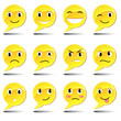 A set of smiles. Text bubbles with emotions.