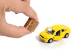 Toy car and coins