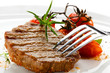 Grilled steak and fried toamtoes