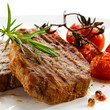 Grilled steak and fried toamtoes