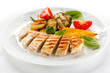 Grilled meat and vegetables