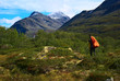 Young woman hiking in Jotunheimen National Park, Norway