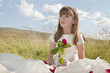 girl wearing first communion dress