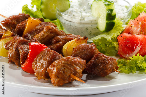 Photo: Grilled meat and vegetables Grilled meat and vegetables
