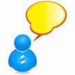 Plastic Person Icon with Speech Bubble and Tie