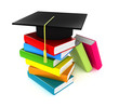 Colorful books and graduation cap, Isolate on white Colorful books and graduation cap, Isolate on white