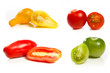 High resolution collage of four variety of tomatoes