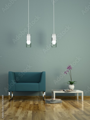 Illustration: Wohndesign - blauer Sessel Wohndesign - blauer Sessel