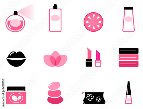 Vector: Luxury cosmetic icons and graphic elements ( pink & black ) Luxury cosmetic icons and graphic elements ( pink & black )