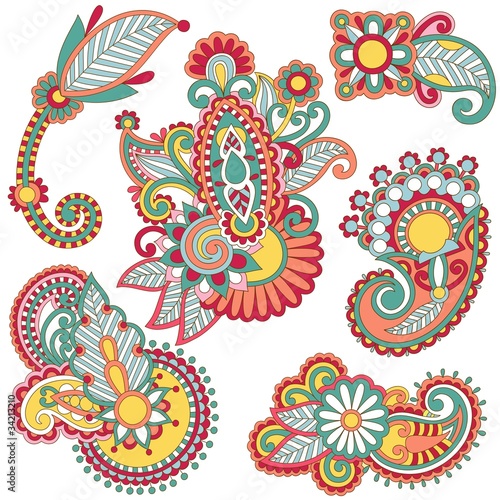 Vector: colored floral ornamental decoration design element. colored floral ornamental decoration design element.