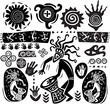 Set of elements in the style of primitive art