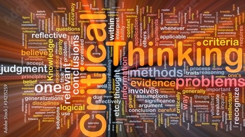 Illustration: Critical thinking background concept glowing Critical thinking background concept glowing