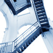 Modern gray stair outside of buildings