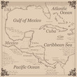 Vintage Caribbean central america map illustration